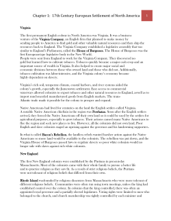 Chapter 1: 17th Century European Settlement of North America