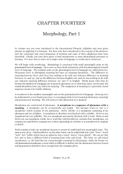 CHAPTER FOURTEEN Morphology, Part 1
