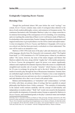 Ecologically Conjuring Doctor Faustus Downing Cless
