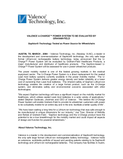 VALENCE U-CHARGE™ POWER SYSTEM TO BE - Graham