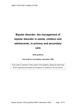 Bipolar Disorder - first consultation, NICE guideline