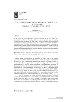 cs lewis and the art of reading: the uses of scholarship