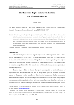The Extreme Right in Eastern Europe and Territorial Issues