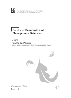 Faculty of Economic and Management Sciences Dean: Prof S du