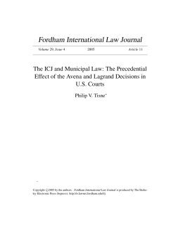 The ICJ and Municipal Law: The Precedential