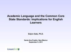 Academic Language and the CCSS: Implications for English Learners