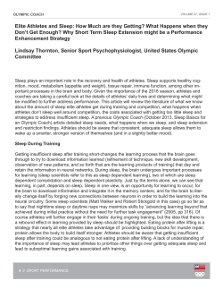 Elite Athletes and Sleep: How Much are they Getting? What