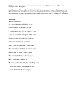 Literary Devices - Metaphor Read Shakespeare`s famous Sonnet