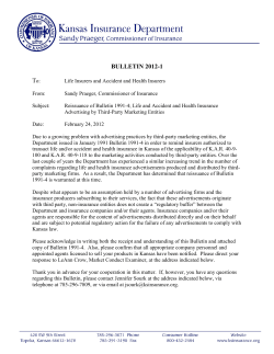 bulletin 2012-1 - Kansas Insurance Department