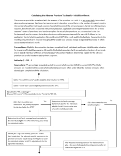 Calculating the Advance Premium Tax Credit &ndash; Initial
