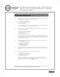 The following correction applies to page 13 of the CISM Review