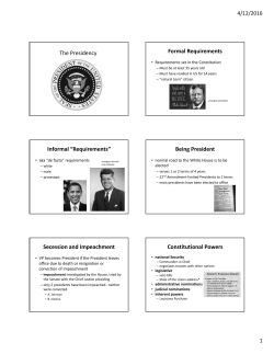 The Presidency Formal Requirements Informal