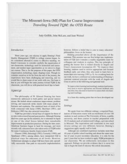 The Missouri-Iowa (MI) Plan for Course Improvement: Traveling