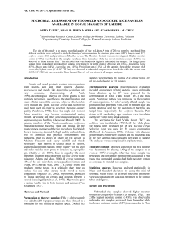 microbial assessment of uncooked and cooked rice samples
