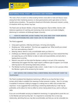 MENTORING PANEL EVENT &ndash; QUESTIONS AND ANSWERS This