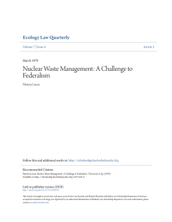 Nuclear Waste Management: A Challenge to Federalism
