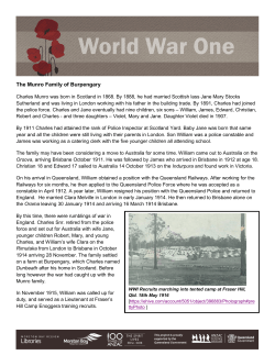 The Munro Family of Burpengary | WWI Fact Sheet
