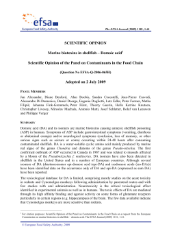EFSA Opinion on Domoic Acid 2009 - The Sea