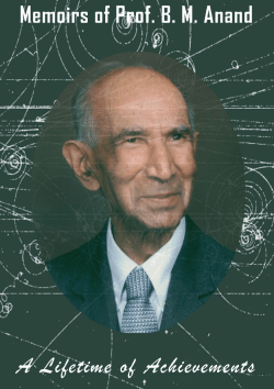 B.M. Anand Memoirs  - Department of Physics, Panjab