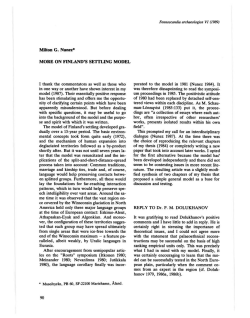 Milton G. Nunez&middot; MORE ON FINLAND`S SETTLING MODEL I thank