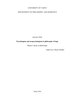 UNIVERSITY OF TARTU DEPARTMENT OF PHILOSOPHY AND
