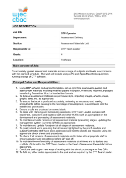 JOB DESCRIPTION Main purpose of Job: Principal Duties