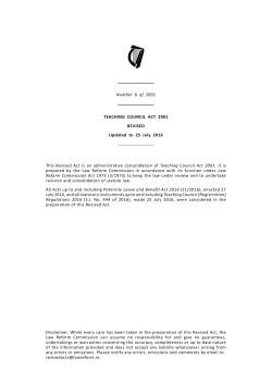 Number 8 of 2001 TEACHING COUNCIL ACT 2001 REVISED