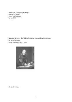 Nassau Senior, the Whig leaders` counsellor in the age of laissez
