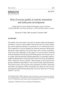 Role of oocyte quality in meiotic maturation and embryonic