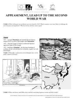 APPEASEMENT, LEAD UP TO THE SECOND WORLD WAR