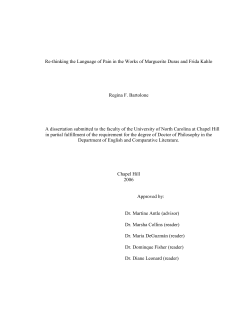 Re-thinking the Language of Pain in the Works of Marguerite Duras