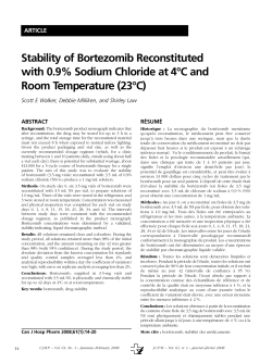Stability of Bortezomib Reconstituted with 0.9% Sodium Chloride at