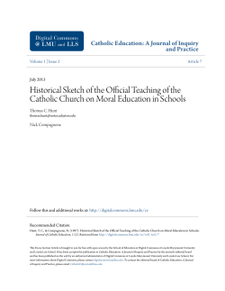 Historical Sketch of the Official Teaching of the Catholic Church on