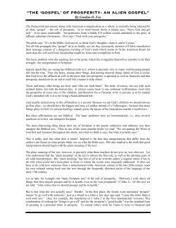 the `gospel` of prosperity- an alien gospel