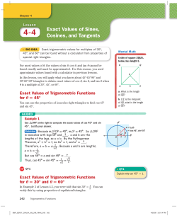Exact Values of Sines, Cosines, and Tangents