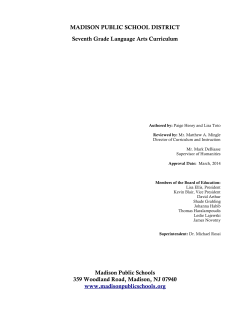 MADISON PUBLIC SCHOOL DISTRICT Seventh Grade Language
