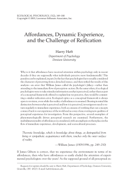 Affordances, Dynamic Experience, and the Challenge of Reification