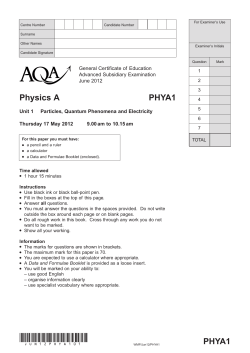 GCE Physics A Question Paper Unit 01 - Particles, Quantum