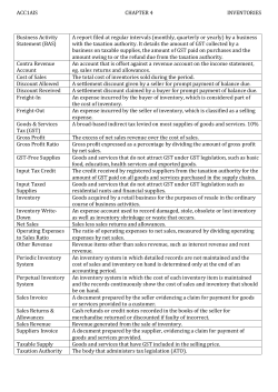 ACC1AIS CHAPTER 4 INVENTORIES Business Activity Statement