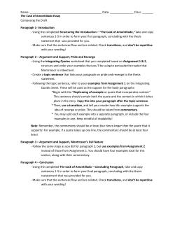 The Cask of Amontillado Essay Composin