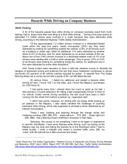 Hazards While Driving on Company Business