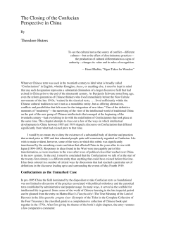 The Closing of the Confucian Perspective in China