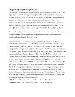 1 6. Imperative (Excerpt from Eggleston, 2013) The imperative is the