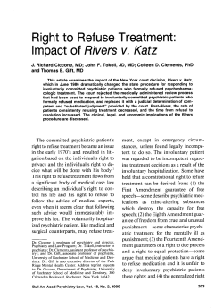 Right to Refuse Treatment: Impact of Rivers v. Katz