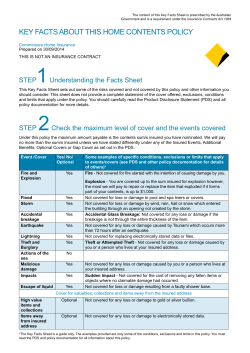 Key Facts Sheet - Contents