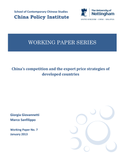 Chinas competition and the export price strategies of developed