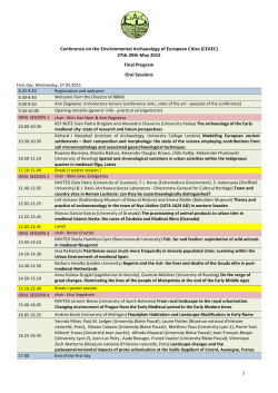 Conference on the Environmental Archaeology of European Cities
