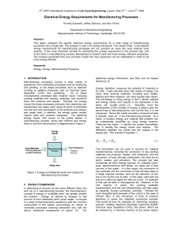 Electrical Energy Requirements for Manufacturing Processes B B B = &minus;