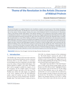 Theme of the Revolution in the Artistic Discourse of Mikhail Prishvin