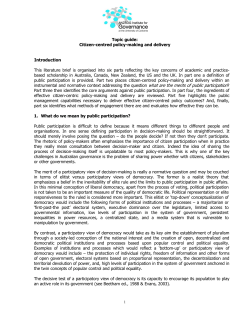 Topic guide: Citizen-centred policy-making and delivery